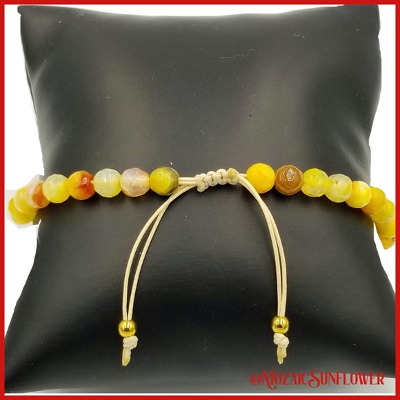 Yellow Agate Adjustable Druzy Hamsa Hand of Fatima Filigree Back 2 for $18 NWT - Picture 3 of 5